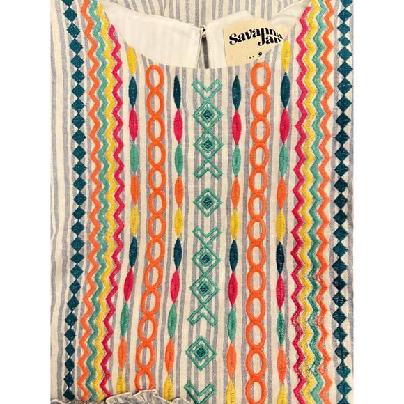 Savanna Jane Boho Sleeveless Embroidered Lined Dress Summer Spring S - Picture 5 of 12